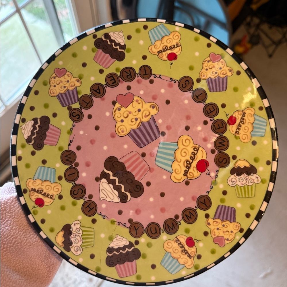 Confections By Americana Atelier Cup Cake Stand 9" Ceramic Colorful Presentation